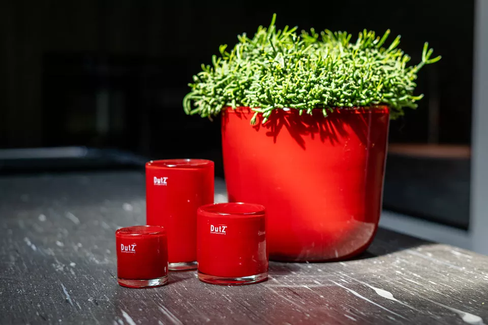 DutZ Kaarsenglas | Rood | H15 x D10 cm