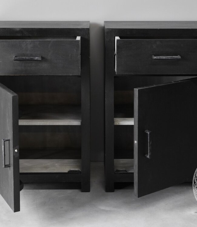 Be-Uniq Set Van 2 Nachtkastjes | Zwart | H83xB53xD37 cm