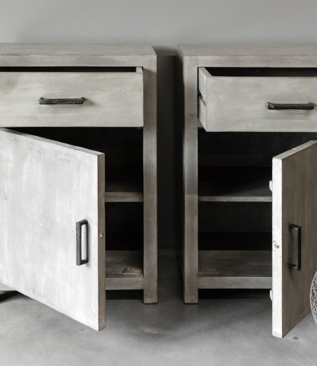 Be-Uniq Set Van 2 Nachtkastjes | Grijs | H83xB53xD37 cm