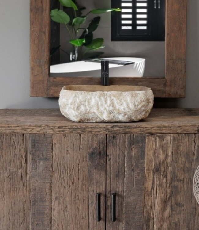 Be-Uniq Waskom Onyx Oude Stenen Wasbak - B42 x D40 x H14 Cm