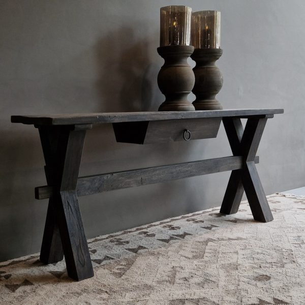 Luksa Home Collection Houten Wandtafel Doeke | 1 Lade | H80 x B160 x D45 cm