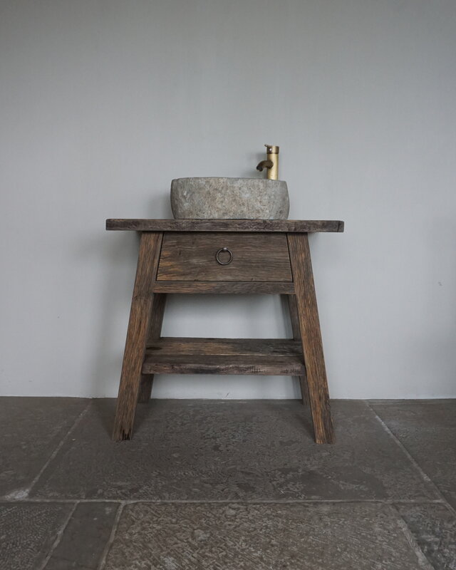 Rene Houtman Toiletmeubel Noud Small | Oud Eikenhouten Wagonplanken