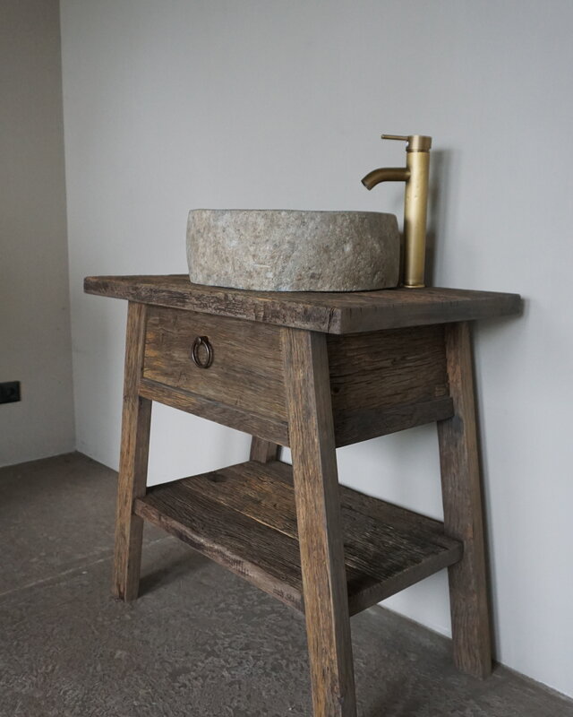 Rene Houtman Toiletmeubel Noud Small | Oud Eikenhouten Wagonplanken