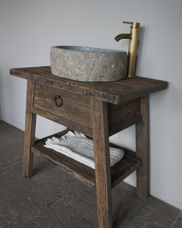 Rene Houtman Toiletmeubel Noud Small | Oud Eikenhouten Wagonplanken