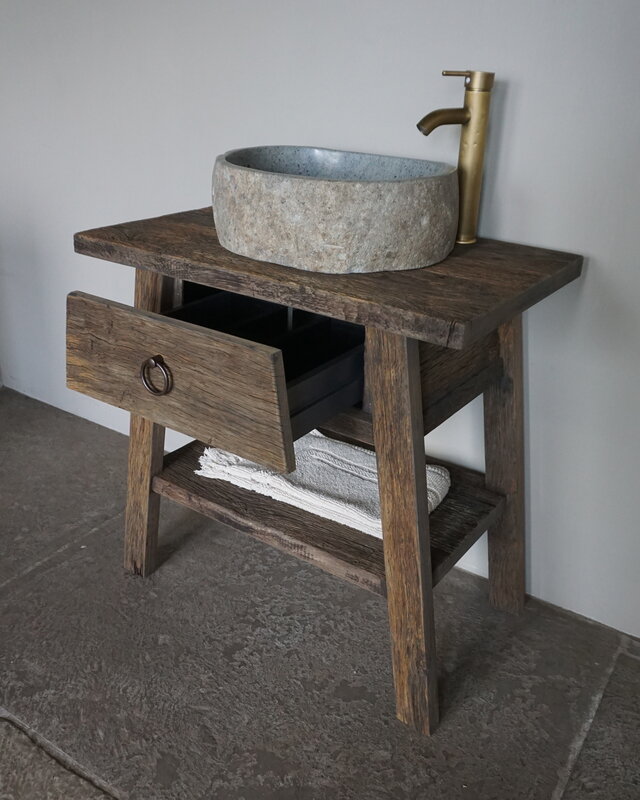 Rene Houtman Toiletmeubel Noud Small | Oud Eikenhouten Wagonplanken