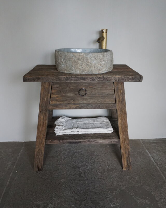 Rene Houtman Toiletmeubel Noud Small | Oud Eikenhouten Wagonplanken