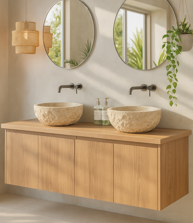 Rene Houtman Waskom Beige Marmer Gekapt B38xH15 Cm