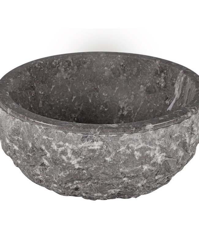 Rene Houtman Waskom Marmer Gekapt | Grijs | Ø38 xH15 cm