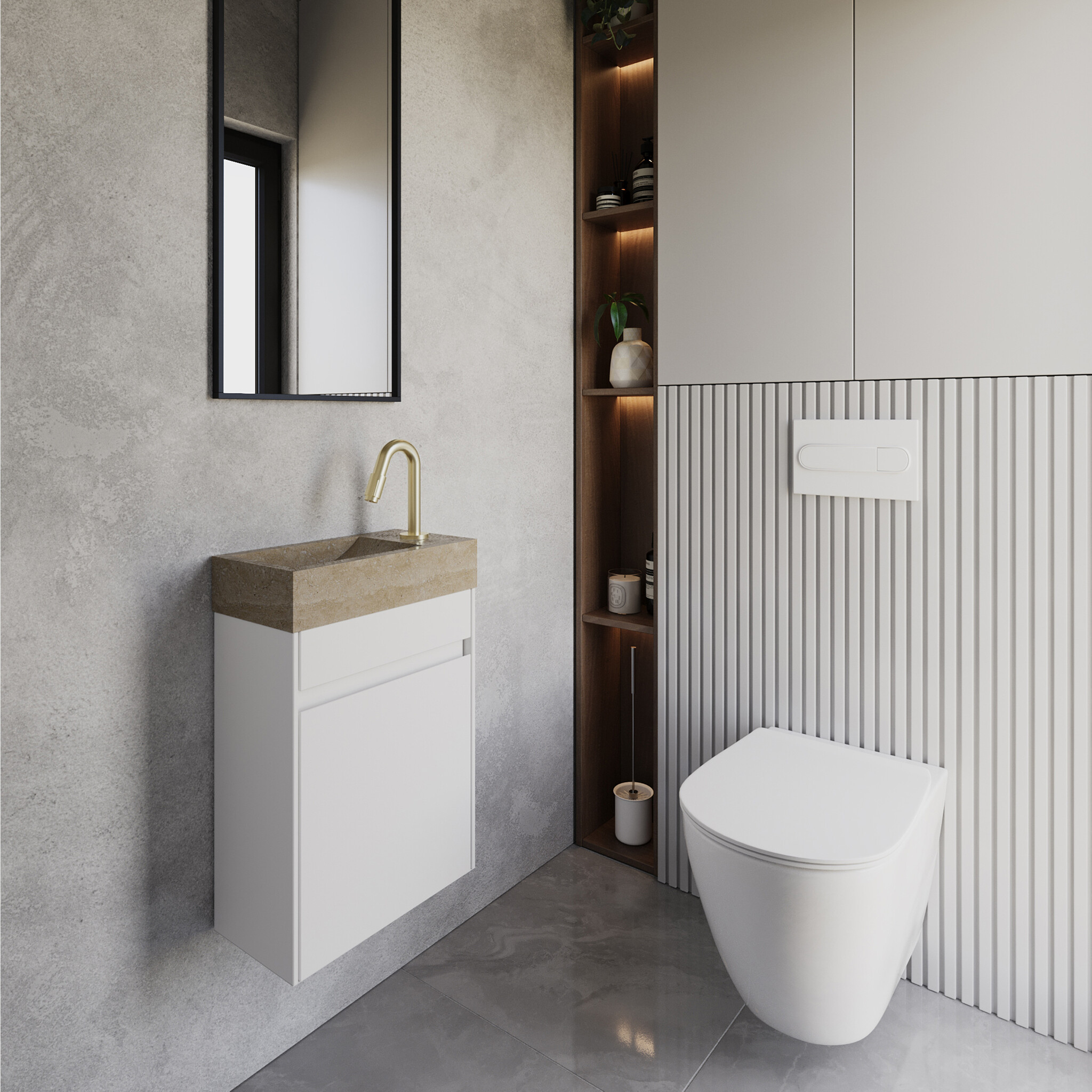Differnz Fontein Hura Marmer Crème | B40 x D22 x H9 cm