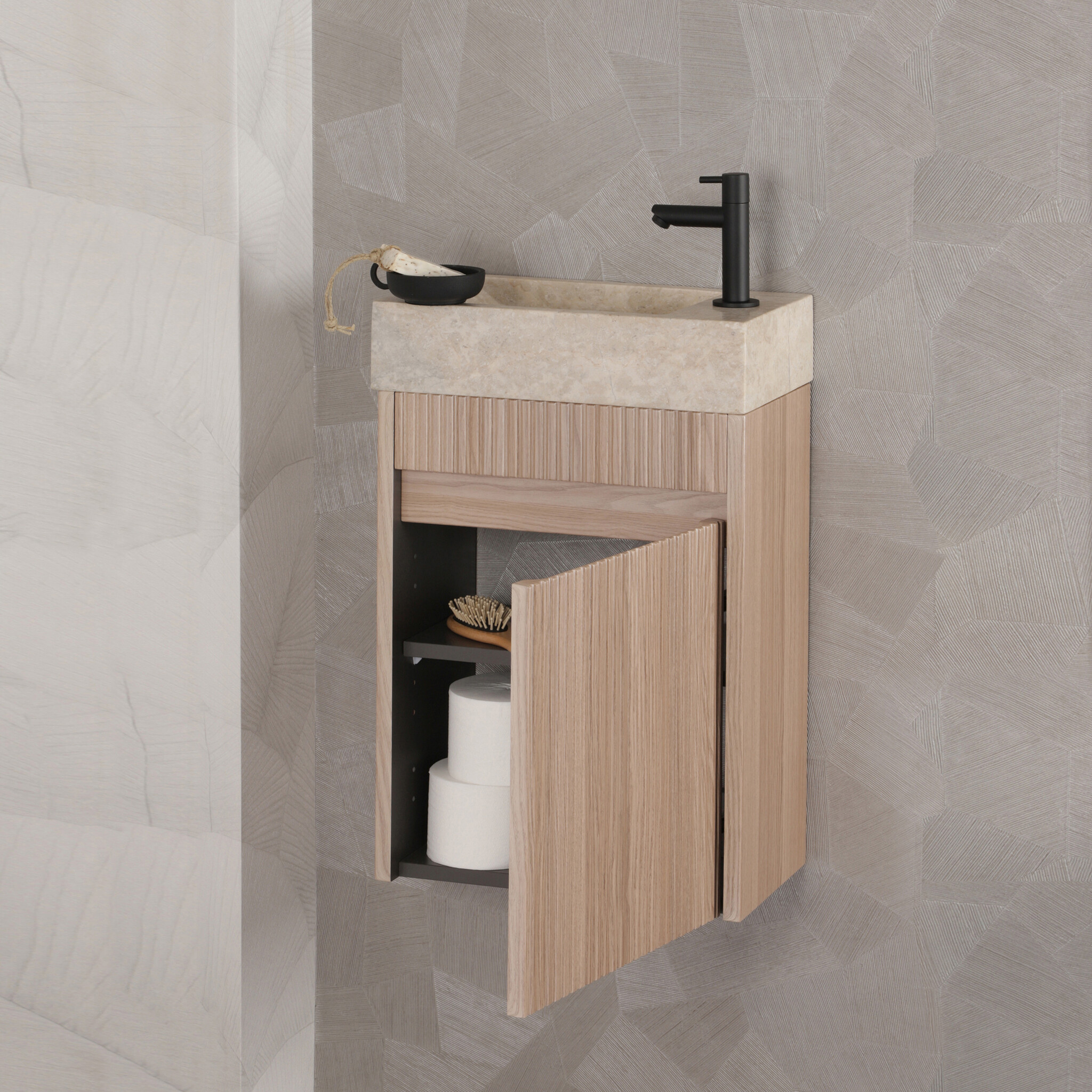 Differnz Fontein Hura Marmer Crème | B40 x D22 x H9 cm