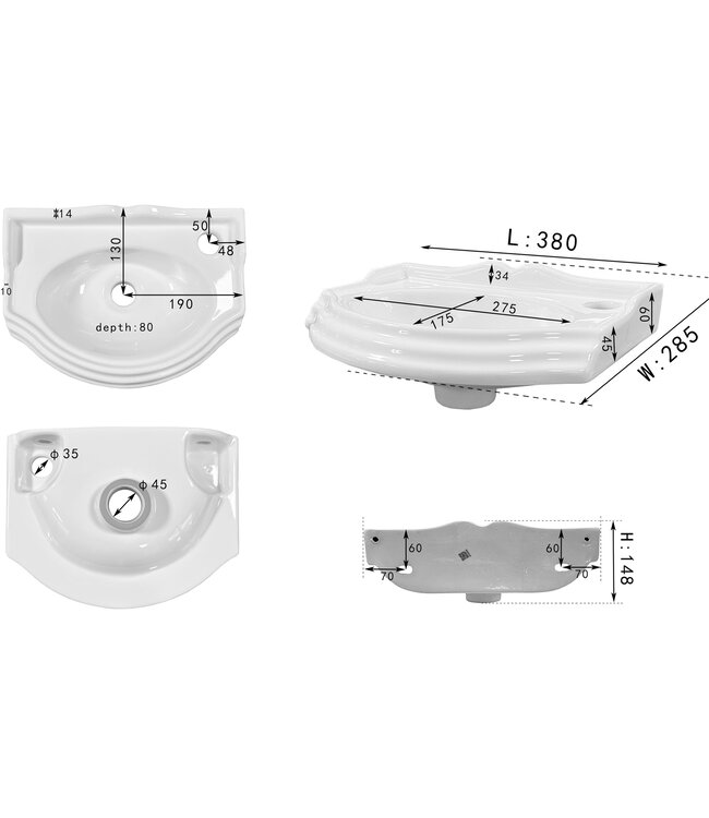 Differnz Fontein Oxford Wit | B37,5 x D28 x H15 cm