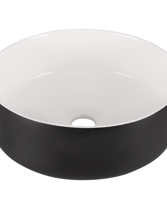 Differnz Waskom Mira Keramiek | Zwart/Wit | Ø36xH12 cm