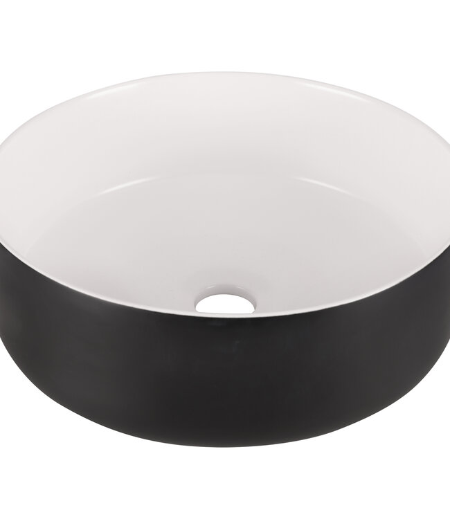 Differnz Waskom Mira Keramiek | Zwart/Wit | Ø36xH12 cm