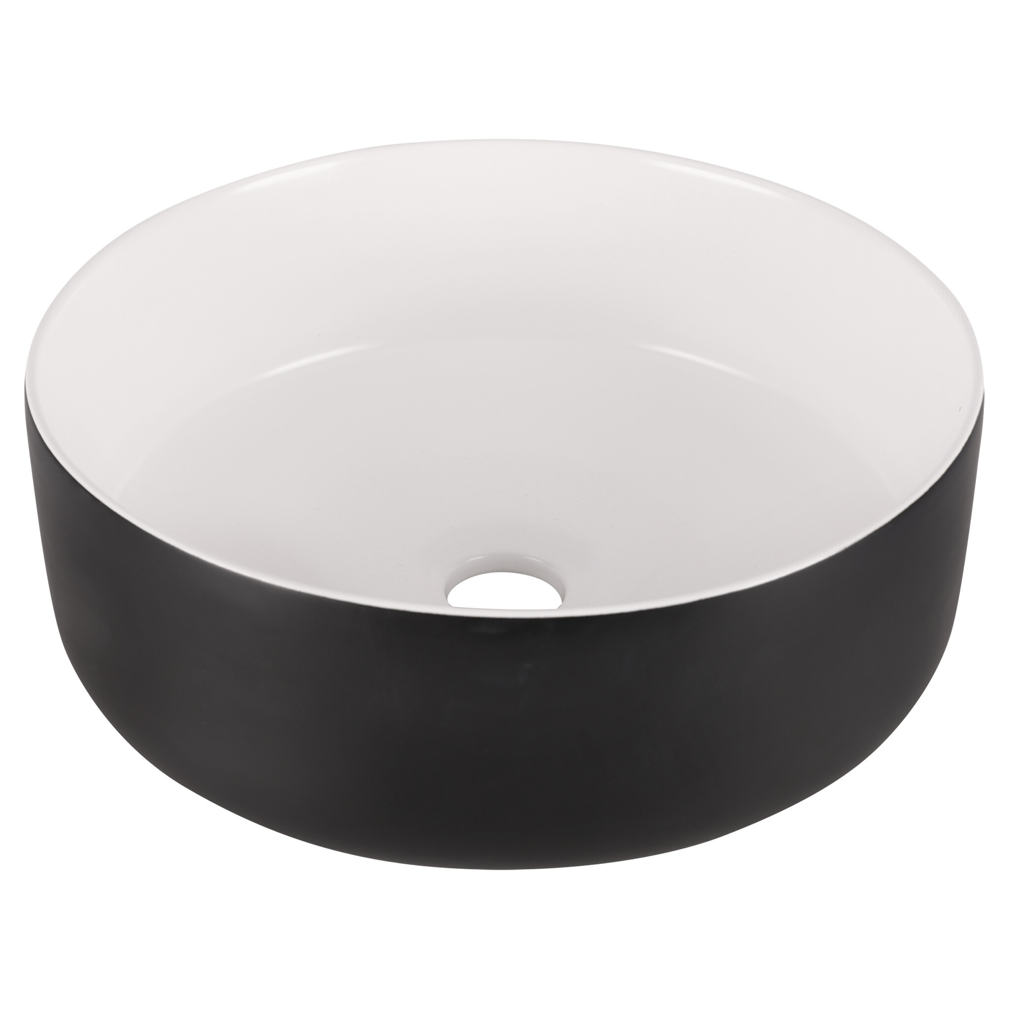 Differnz Waskom Mira Keramiek | Zwart/Wit | Ø36xH12 cm