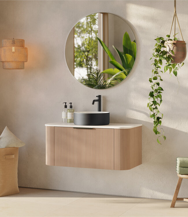 Differnz Waskom Mira Keramiek | Zwart/Wit | Ø36xH12 cm