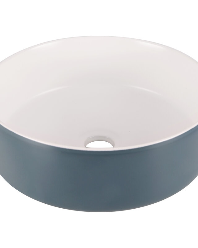 Differnz Waskom Mira Keramiek | Blauw/Wit | Ø36xH12 cm