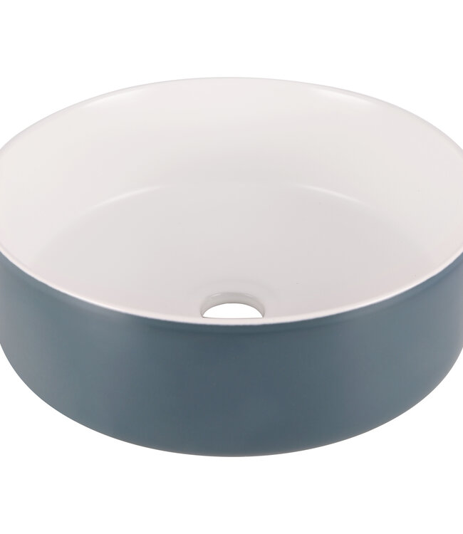 Differnz Waskom Mira Keramiek | Blauw/Wit | Ø36xH12 cm