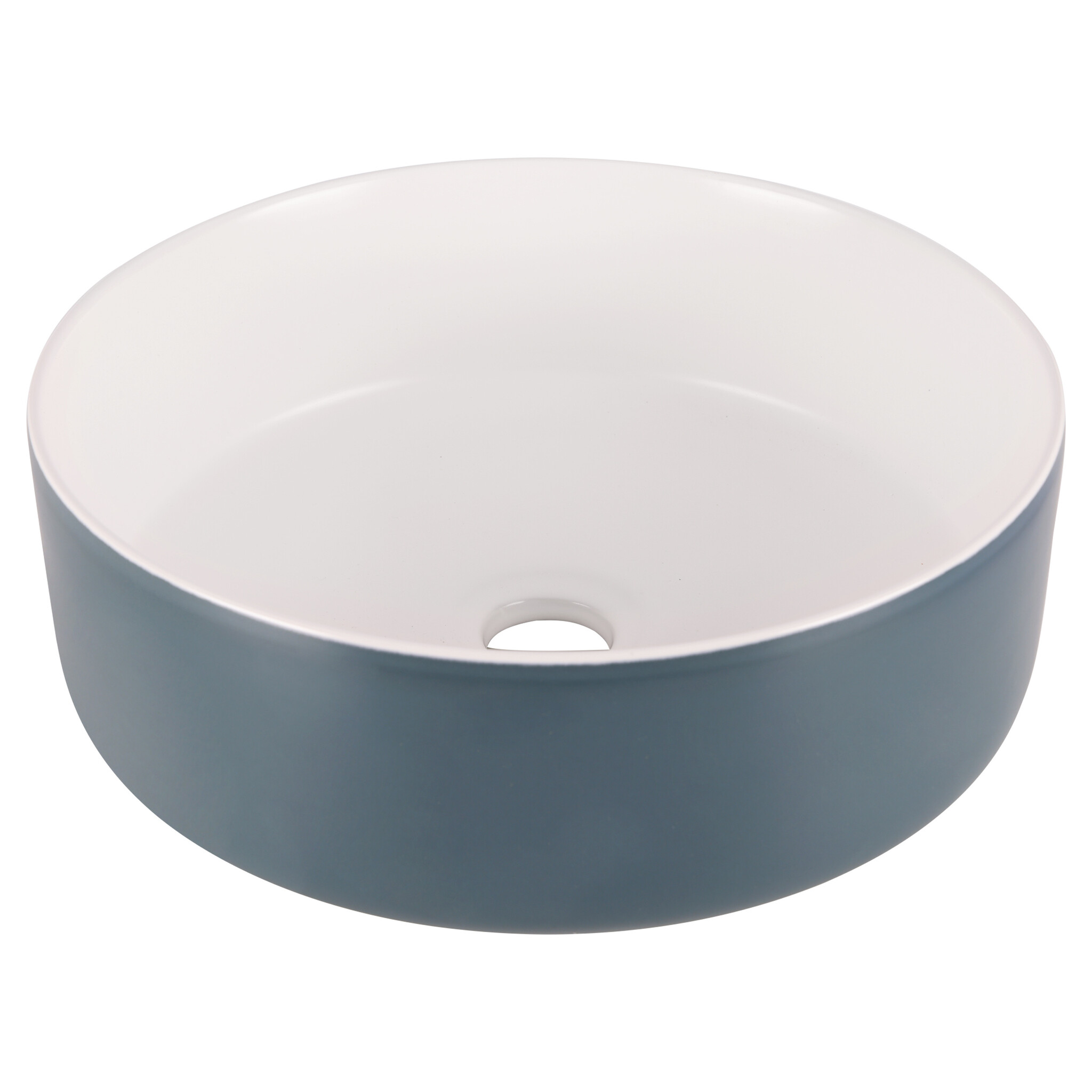 Differnz Waskom Mira Keramiek | Blauw/Wit | Ø36xH12 cm