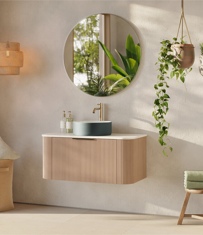 Differnz Waskom Mira Keramiek | Blauw/Wit | Ø36xH12 cm