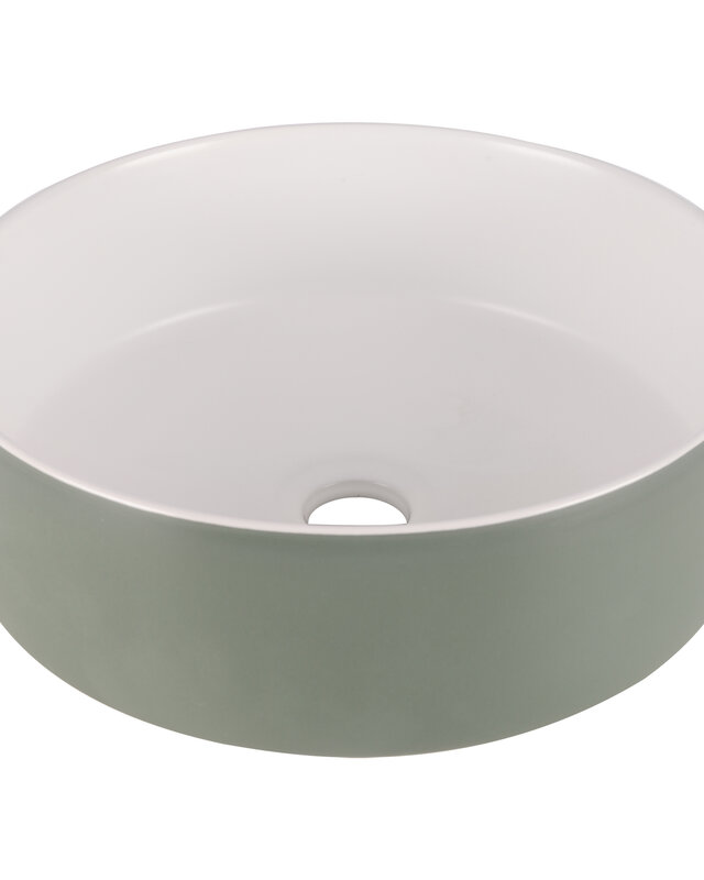 Differnz Waskom Mira Keramiek | Groen/Wit | Ø36xH12 cm