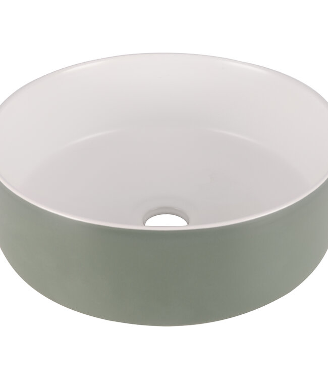 Differnz Waskom Mira Keramiek | Groen/Wit | Ø36xH12 cm