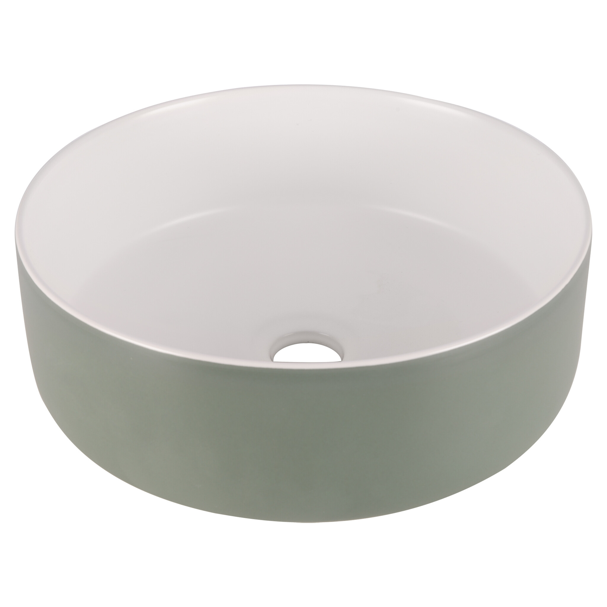 Differnz Waskom Mira Keramiek | Groen/Wit | Ø36xH12 cm