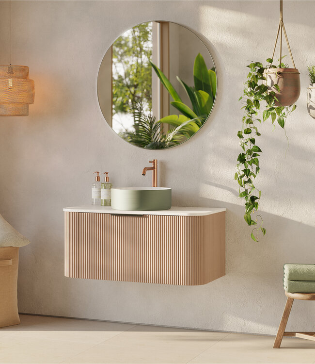 Differnz Waskom Mira Keramiek | Groen/Wit | Ø36xH12 cm