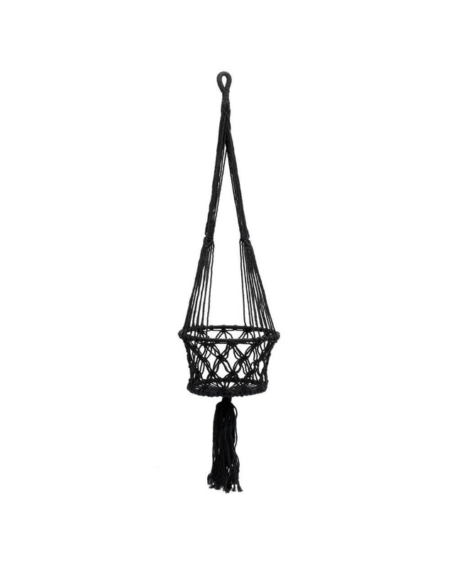 Bazar Bizar De Macramé Plantenhanger - Zwart - M_40