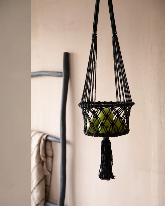 Bazar Bizar De Macramé Plantenhanger - Zwart - M_40
