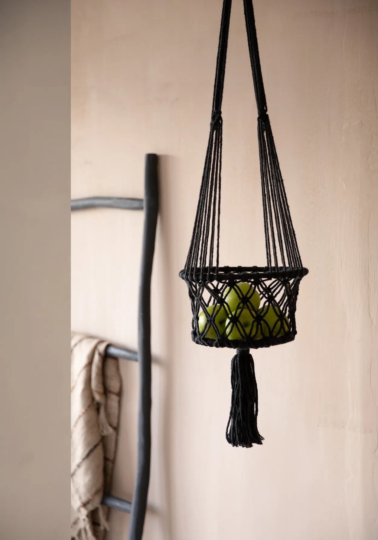 Bazar Bizar De Macramé Plantenhanger - Zwart - M_40