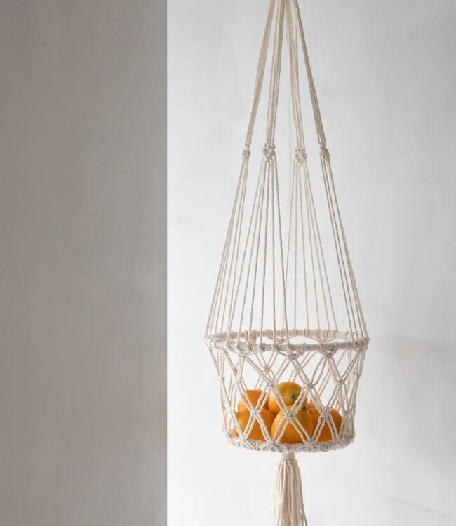 Bazar Bizar De Macramé Plantenhanger - Wit - M_40