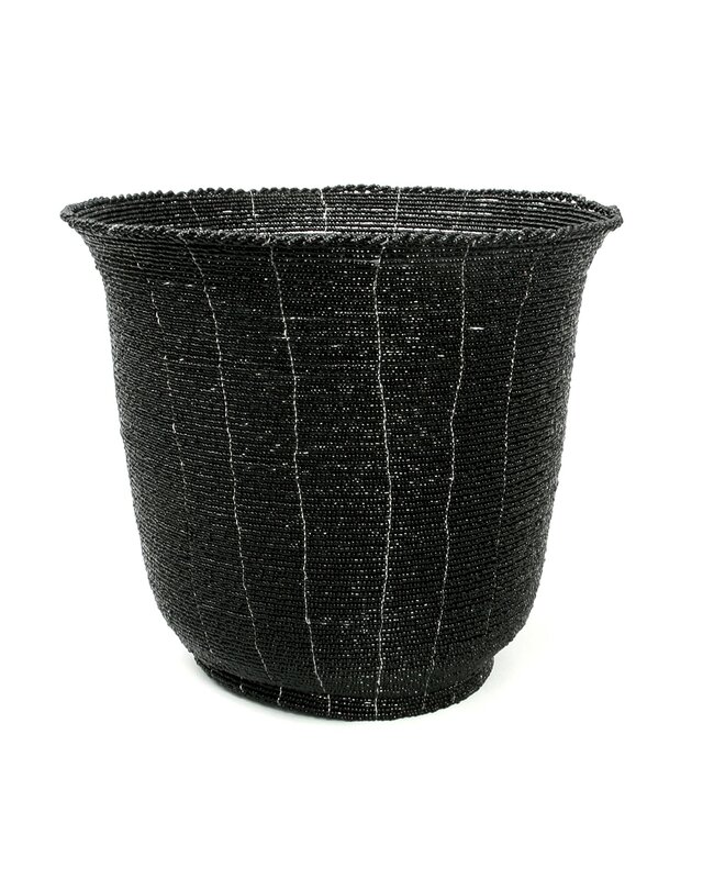 Bazar Bizar De Beaded Mand Hoog - Zwart - L