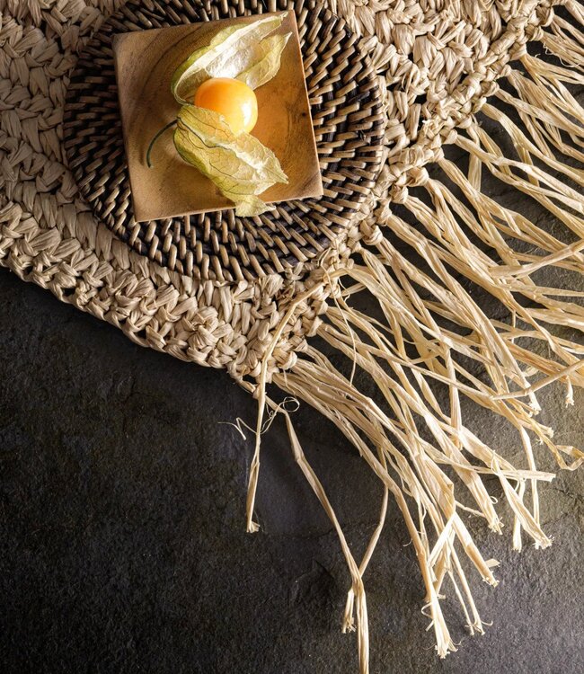Bazar Bizar De Fringe Raffia Placemat Rechthoeking - Naturel