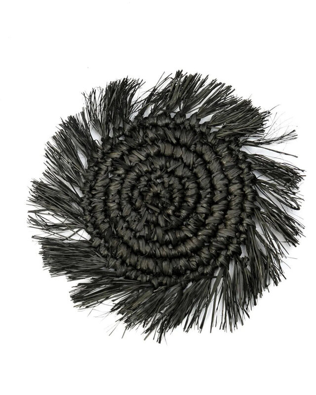 Bazar Bizar De Fringe Raffia Onderzetter - Zwart