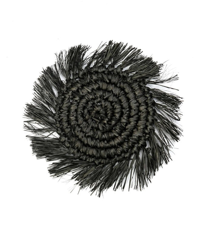 Bazar Bizar De Fringe Raffia Onderzetter - Zwart
