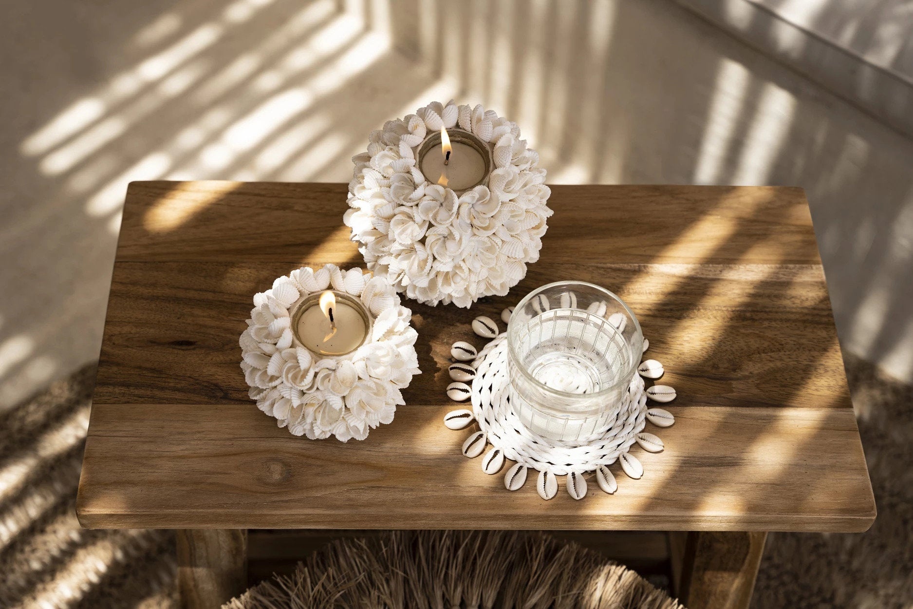 Bazar Bizar De Seagrass Shell Onderzetter - Wit