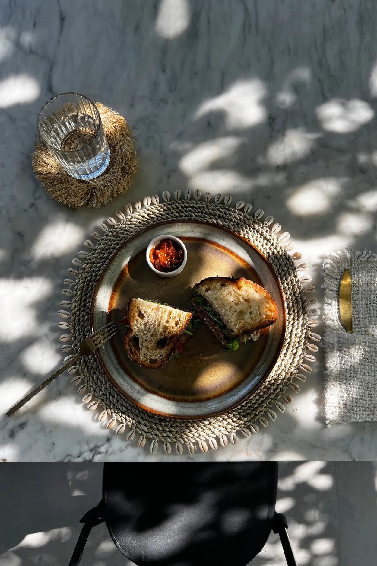 Bazar Bizar De Seagrass Shell Placemat - Naturel