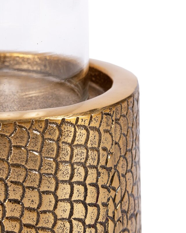 Bazar Bizar De Krokodil Kaarsenhouder met Glas - Messing - M