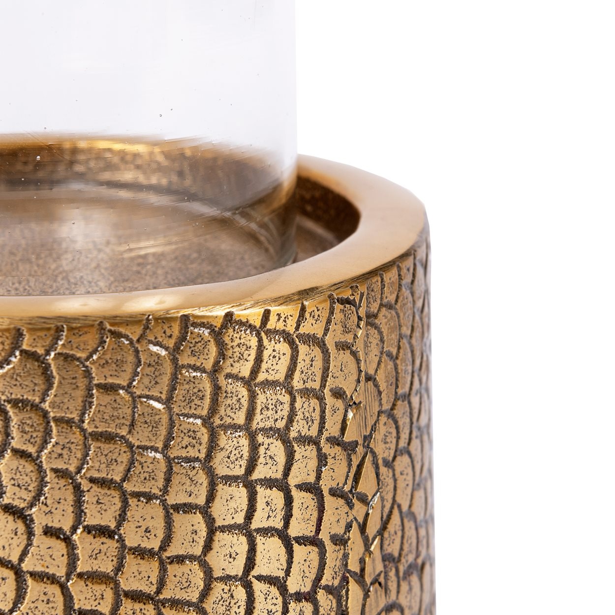 Bazar Bizar De Krokodil Kaarsenhouder met Glas - Messing - M