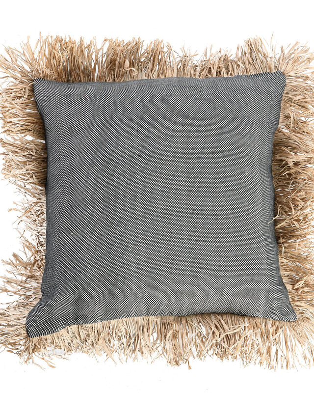 Bazar Bizar De Cotton Bonita Kussenhoes - Zwart Naturel - 60x60