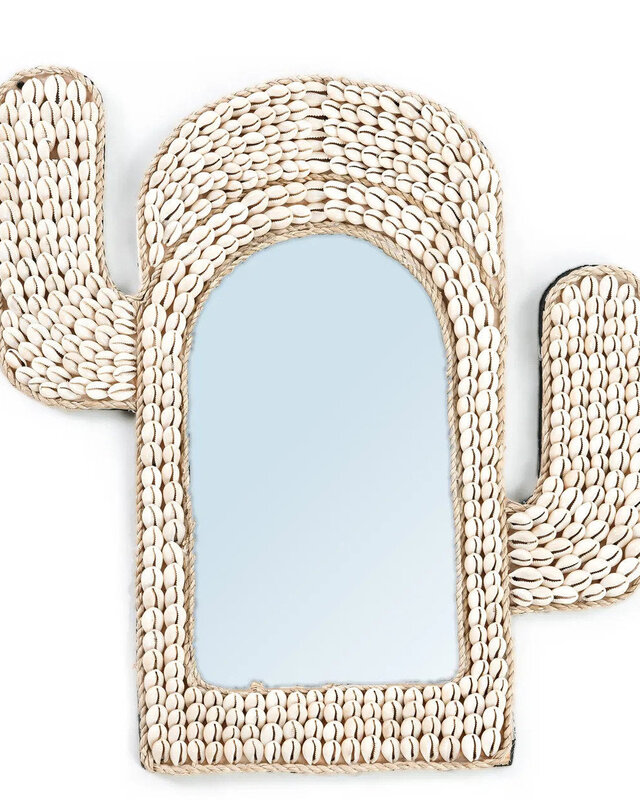 Bazar Bizar De Cactus Schelp Spiegel - Wit