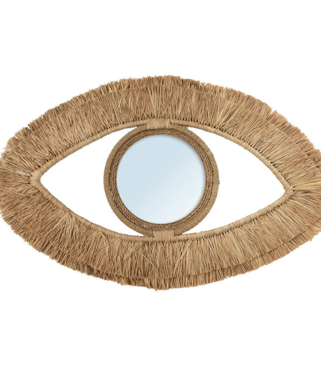 Bazar Bizar De Raffia Eye Mirror - Natuurlijk - M