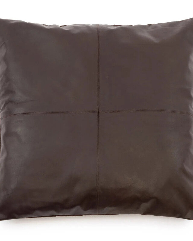 Bazar Bizar De Four Panel Leather Kussenhoes - Chocolade - 60x60