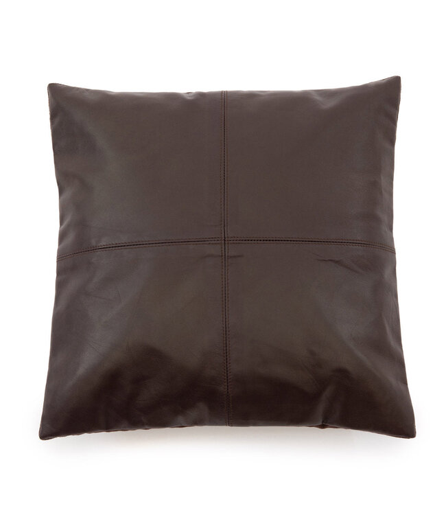 Bazar Bizar De Four Panel Leather Kussenhoes - Chocolade - 40x40