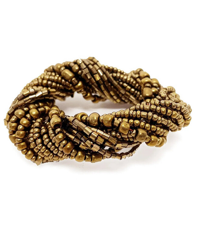 Bazar Bizar De Kralen Servetring - Goud - Set van 4