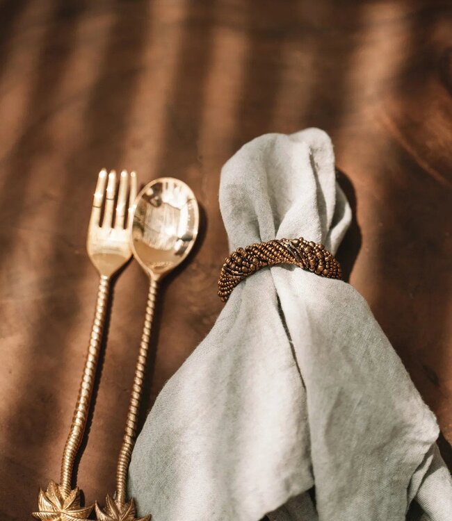 Bazar Bizar De Kralen Servetring - Goud - Set van 4