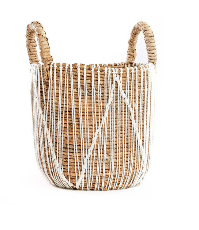 Bazar Bizar De Straight Stitched Macrame Mand - Naturel Wit - S