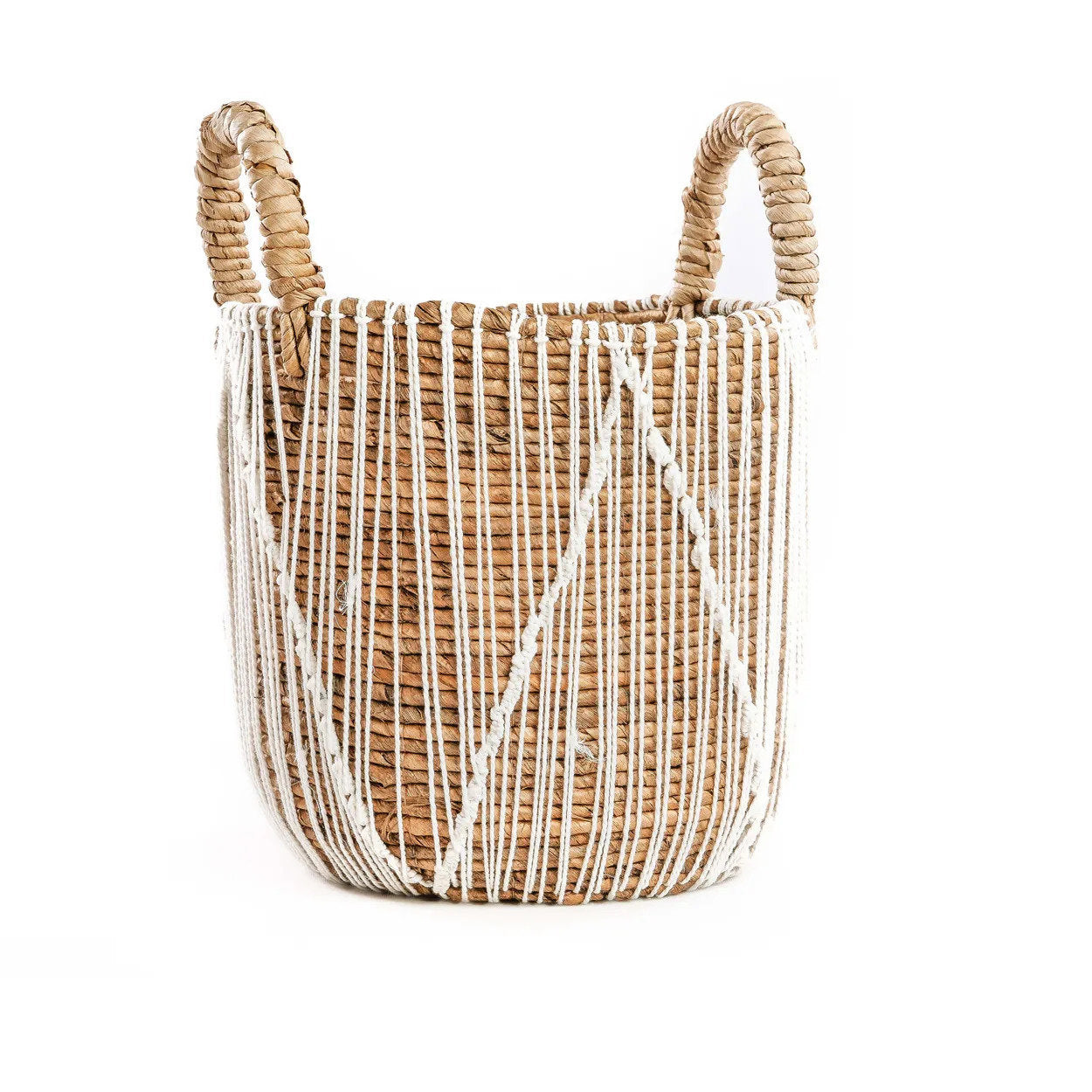 Bazar Bizar De Straight Stitched Macrame Mand - Naturel Wit - S