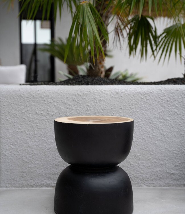 Bazar Bizar De Karbun Kruk - Zwart Natuurlijk - 45x40x40 cm