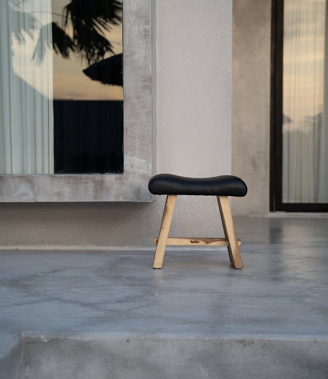 Bazar Bizar De Suar Kruk met Leer - Natuurlijk Zwart